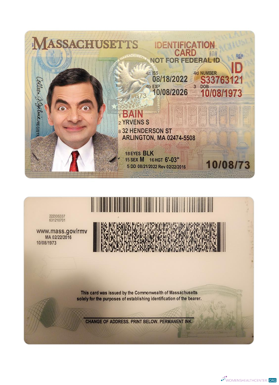 Download USA Massachusetts ID card Photoshop template